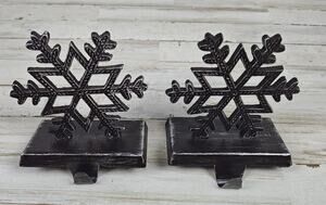 2 Metal Snowflake Stocking Holders/Hangers With Intricate Designs Unbranded